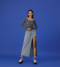 Load image into Gallery viewer, WOMEN - Tira - Cut out skirt (blue/mustard)